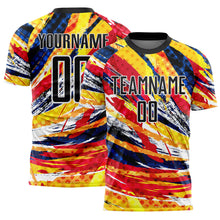 Load image into Gallery viewer, Custom Graffiti Pattern Black Yellow Blue-Red Colombia Brush Stroke Halftone Dot Pattern Sublimation Soccer Uniform Jersey