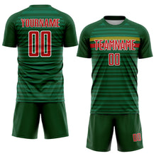 Load image into Gallery viewer, Custom Green Red Yellow-White Colombia Horizontal Stripes Geometric Aztec Tribal Pattern Sublimation Soccer Uniform Jersey