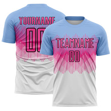Load image into Gallery viewer, Custom Light Blue Pink Black-White Colombia Gradient Lines Sublimation Soccer Uniform Jersey