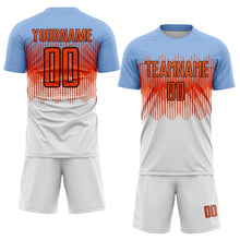Load image into Gallery viewer, Custom Light Blue Orange Black-White Colombia Gradient Lines Sublimation Soccer Uniform Jersey