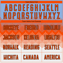 Load image into Gallery viewer, Custom Light Blue Orange Black-White Colombia Gradient Lines Sublimation Soccer Uniform Jersey