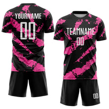 Charger l'image dans la galerie, Custom Black White-Pink Colombia Brush Stroke Sublimation Soccer Uniform Jersey