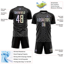 Charger l'image dans la galerie, Custom Black Gradient-Steel Gray Colombia Geometric Interlocking Pattern Sublimation Soccer Uniform Jersey