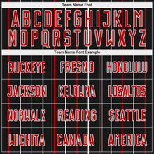 Load image into Gallery viewer, Custom Black Red-White France Vertical Pinstripe Sublimation Soccer Uniform Jersey