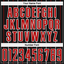 Load image into Gallery viewer, Custom Black Red-White France Vertical Pinstripe Sublimation Soccer Uniform Jersey