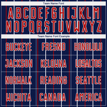 Load image into Gallery viewer, Custom Navy Red-White France Vertical Pinstripe Sublimation Soccer Uniform Jersey