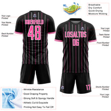Laden Sie das Bild in den Galerie-Viewer, Custom Black Pink-White France Vertical Pinstripe Sublimation Soccer Uniform Jersey