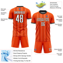 Load image into Gallery viewer, Custom Orange White-Black France Vertical Pinstripe Sublimation Soccer Uniform Jersey