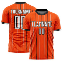 Load image into Gallery viewer, Custom Orange White-Black France Vertical Pinstripe Sublimation Soccer Uniform Jersey