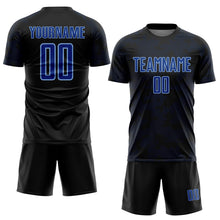 Load image into Gallery viewer, Custom Black Royal-Light Blue Curve Lines Sublimation Soccer Uniform Jersey