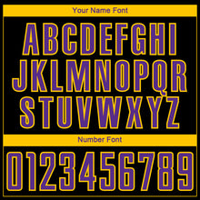 Load image into Gallery viewer, Custom Black Purple-Yellow Curve Lines Sublimation Soccer Uniform Jersey