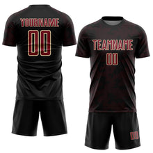 Load image into Gallery viewer, Custom Black Crimson-Cream Curve Lines Sublimation Soccer Uniform Jersey