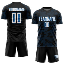 Load image into Gallery viewer, Custom Black White-Powder Blue Curve Lines Sublimation Soccer Uniform Jersey