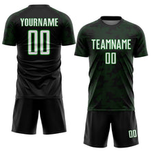 Load image into Gallery viewer, Custom Black White-Grass Green Curve Lines Sublimation Soccer Uniform Jersey
