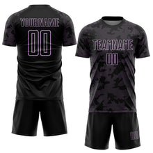 Load image into Gallery viewer, Custom Black-Light Purple Curve Lines Sublimation Soccer Uniform Jersey