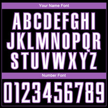 Load image into Gallery viewer, Custom Black White-Medium Purple Curve Lines Sublimation Soccer Uniform Jersey