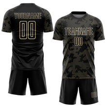 Load image into Gallery viewer, Custom Black-Cream Curve Lines Sublimation Soccer Uniform Jersey