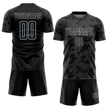 Load image into Gallery viewer, Custom Black-Silver Curve Lines Sublimation Soccer Uniform Jersey