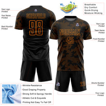Load image into Gallery viewer, Custom Black-Bay Orange Curve Lines Sublimation Soccer Uniform Jersey