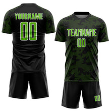 Load image into Gallery viewer, Custom Black Aurora Green-White Curve Lines Sublimation Soccer Uniform Jersey