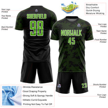 Load image into Gallery viewer, Custom Black Aurora Green-White Curve Lines Sublimation Soccer Uniform Jersey