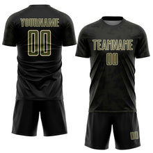 Load image into Gallery viewer, Custom Black Olive-Cream Curve Lines Sublimation Soccer Uniform Jersey