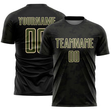 Load image into Gallery viewer, Custom Black Olive-Cream Curve Lines Sublimation Soccer Uniform Jersey