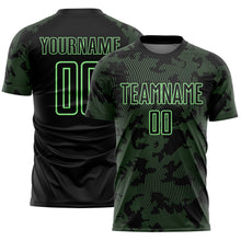 Load image into Gallery viewer, Custom Black-Pea Green Curve Lines Sublimation Soccer Uniform Jersey