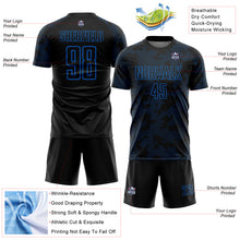 Load image into Gallery viewer, Custom Black-Blue Curve Lines Sublimation Soccer Uniform Jersey