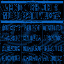 Load image into Gallery viewer, Custom Black-Blue Curve Lines Sublimation Soccer Uniform Jersey