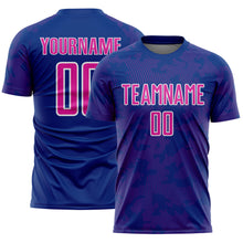 Load image into Gallery viewer, Custom Royal Deep Pink-White Curve Lines Sublimation Soccer Uniform Jersey