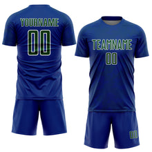 Load image into Gallery viewer, Custom Royal Green-White Curve Lines Sublimation Soccer Uniform Jersey