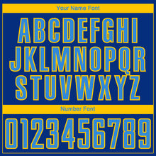 Load image into Gallery viewer, Custom Royal Powder Blue-Yellow Curve Lines Sublimation Soccer Uniform Jersey