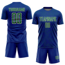 Load image into Gallery viewer, Custom Royal Kelly Green-Cream Curve Lines Sublimation Soccer Uniform Jersey