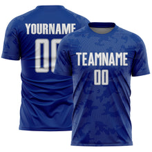Load image into Gallery viewer, Custom Royal White-Gray Curve Lines Sublimation Soccer Uniform Jersey