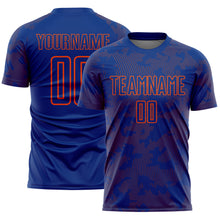 Load image into Gallery viewer, Custom Royal-Orange Curve Lines Sublimation Soccer Uniform Jersey
