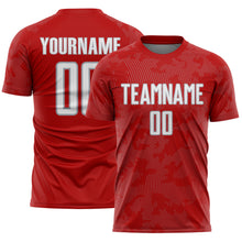 Load image into Gallery viewer, Custom Red White-Gray Curve Lines Sublimation Soccer Uniform Jersey