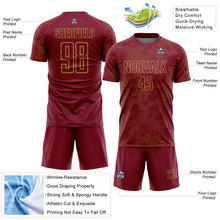 Load image into Gallery viewer, Custom Crimson-Old Gold Curve Lines Sublimation Soccer Uniform Jersey