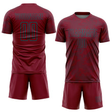 Load image into Gallery viewer, Custom Crimson-Teal Curve Lines Sublimation Soccer Uniform Jersey