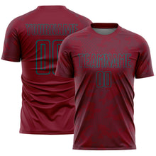 Load image into Gallery viewer, Custom Crimson-Teal Curve Lines Sublimation Soccer Uniform Jersey