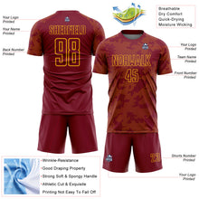 Load image into Gallery viewer, Custom Crimson-Gold Curve Lines Sublimation Soccer Uniform Jersey