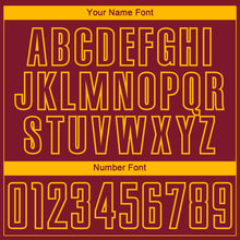 Load image into Gallery viewer, Custom Crimson-Gold Curve Lines Sublimation Soccer Uniform Jersey