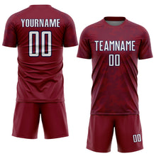 Load image into Gallery viewer, Custom Crimson White-Navy Curve Lines Sublimation Soccer Uniform Jersey