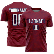 Load image into Gallery viewer, Custom Crimson White-Navy Curve Lines Sublimation Soccer Uniform Jersey