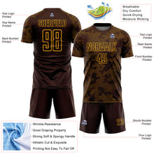 Load image into Gallery viewer, Custom Brown-Gold Curve Lines Sublimation Soccer Uniform Jersey