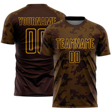 Load image into Gallery viewer, Custom Brown-Gold Curve Lines Sublimation Soccer Uniform Jersey