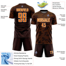 Load image into Gallery viewer, Custom Brown Bay Orange-White Curve Lines Sublimation Soccer Uniform Jersey