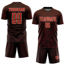 Load image into Gallery viewer, Custom Brown Red-Cream Curve Lines Sublimation Soccer Uniform Jersey