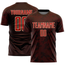 Load image into Gallery viewer, Custom Brown Red-Cream Curve Lines Sublimation Soccer Uniform Jersey