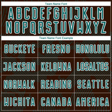 Laden Sie das Bild in den Galerie-Viewer, Custom Brown Teal-White Curve Lines Sublimation Soccer Uniform Jersey
